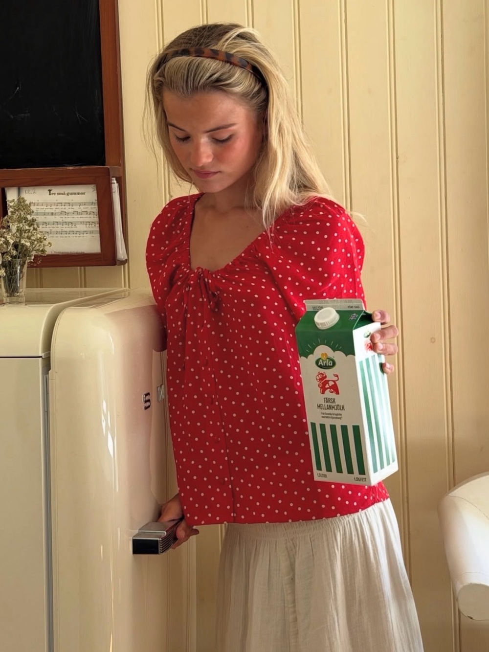 Sezane Vikaly Silk Blouse Red Polka Dot - Picture 8 of 9
